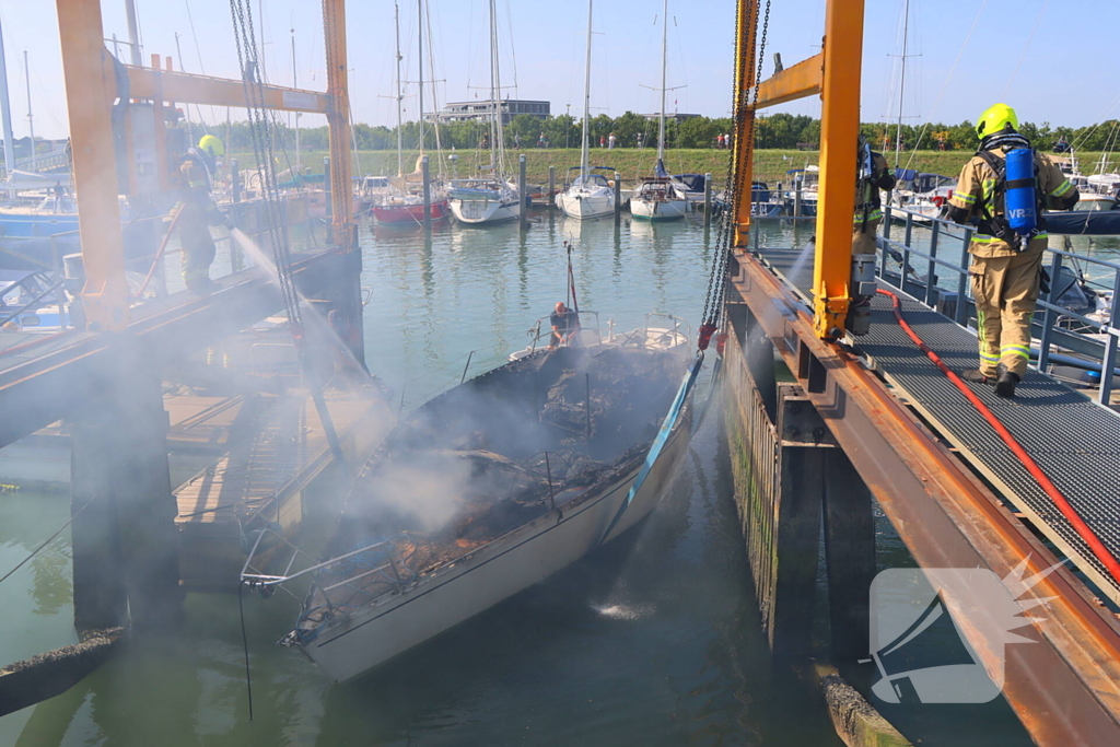 Brand in pleziervaartuig veroorzaakt rookpluimen