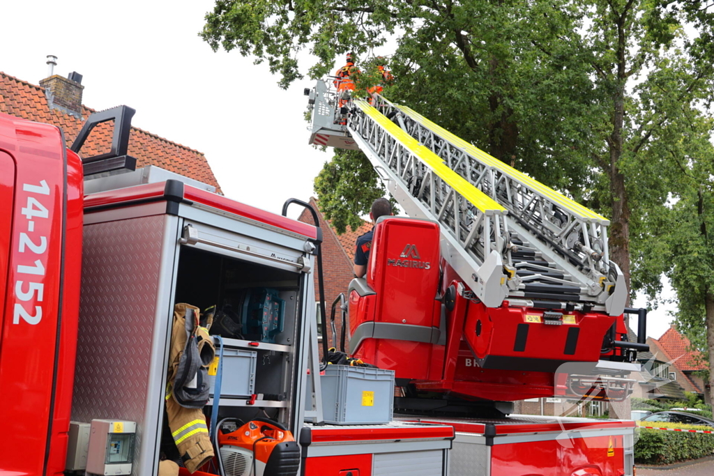 Gevaarlijke tak in boom verwijderd door brandweer