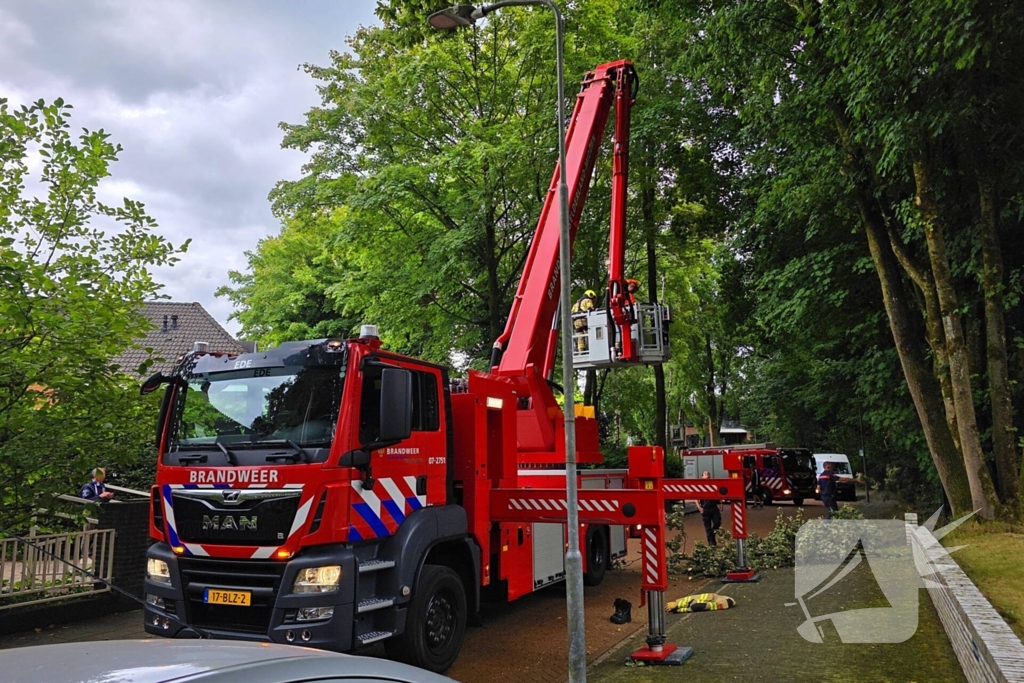 brandweer verwijdert gevaarlijke tak