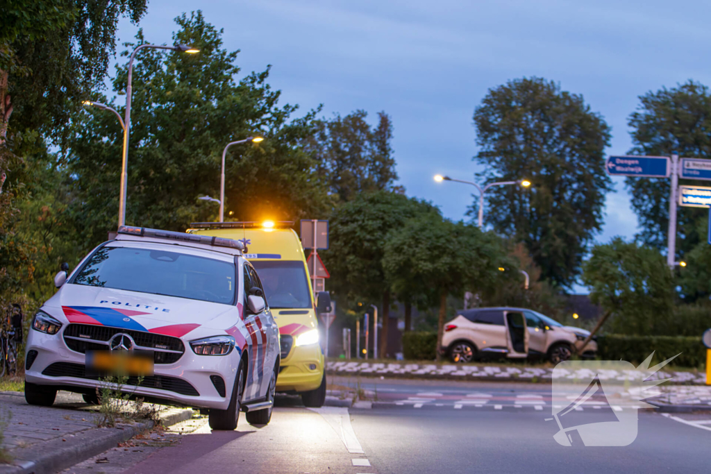 Automobilist belandt op rotonde en klapt op boom