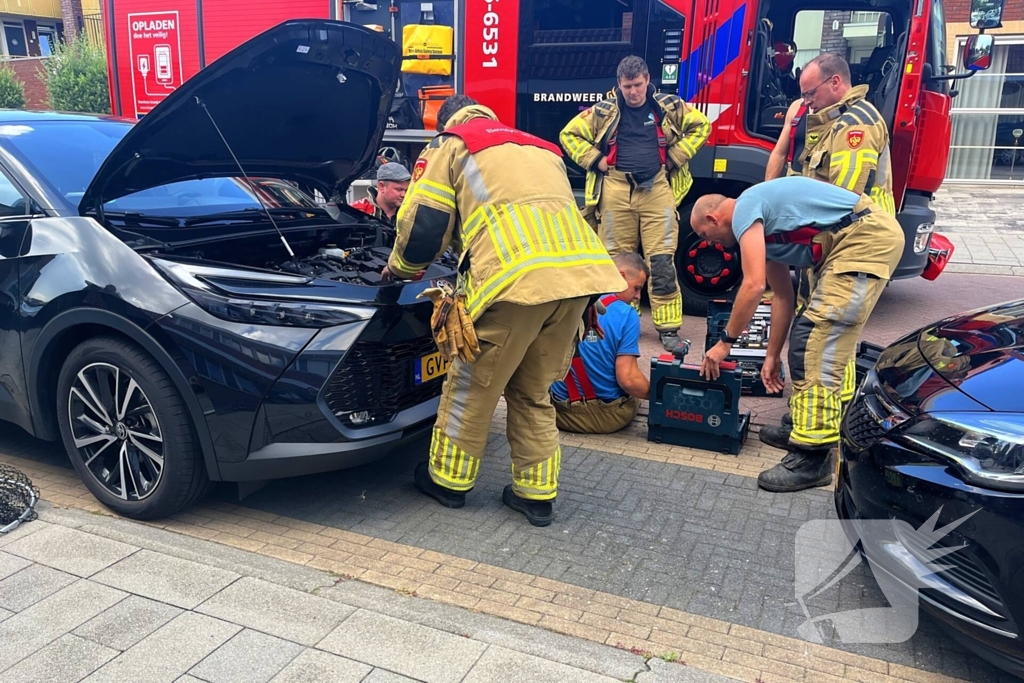 Kat vast in auto, brandweer schiet te hulp