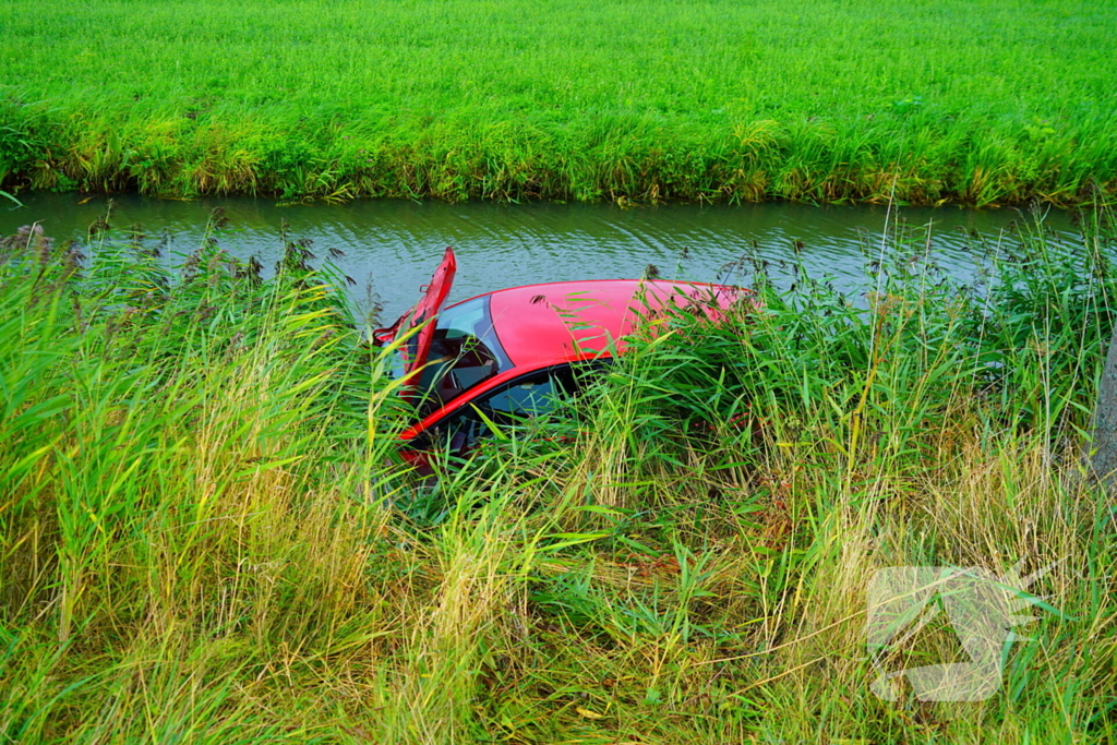 Verkeersongeval met auto in water