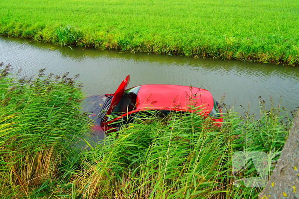 Verkeersongeval met auto in water