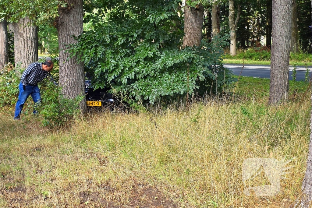 Ongeval les voertuig en personenauto twee voertuigen een eindigt tegen boom