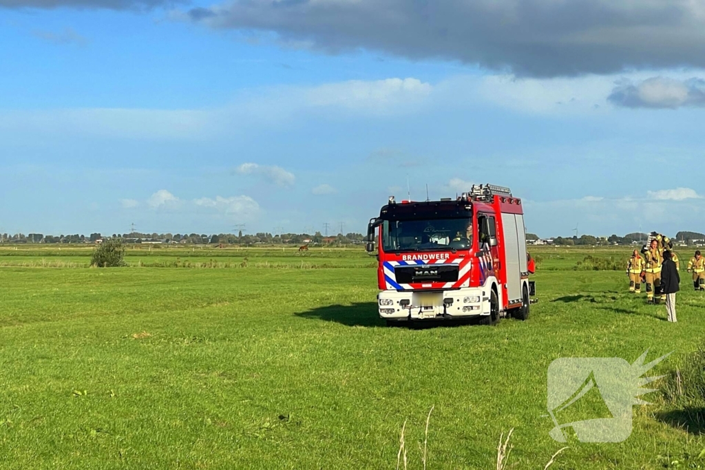 Brandweer takelt paard uit water