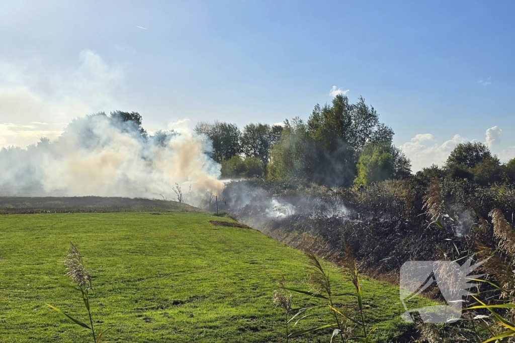 Brand in bramenstruiken zorgt voor hevige rookontwikkeling