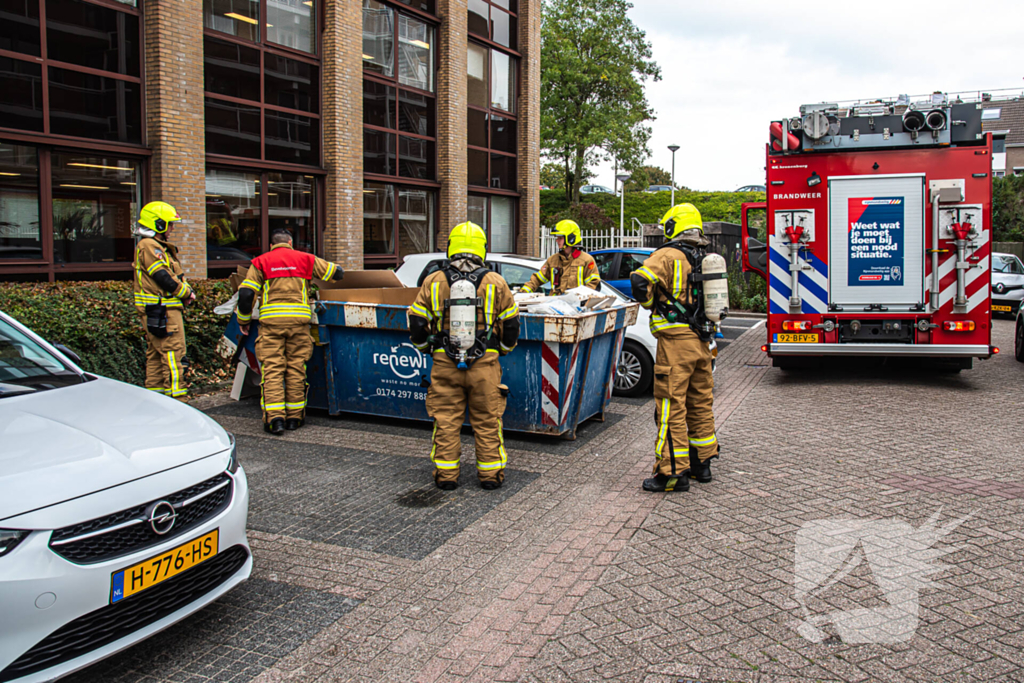 Brand in bouwcontainer geblust door brandweer