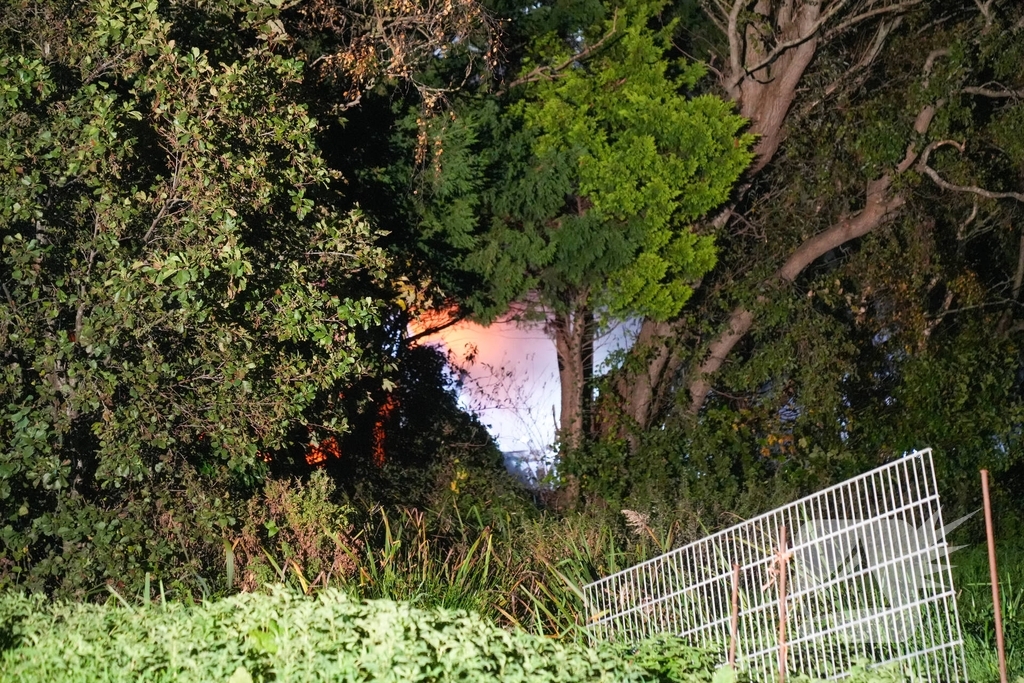 Woningbrand met veel bomen