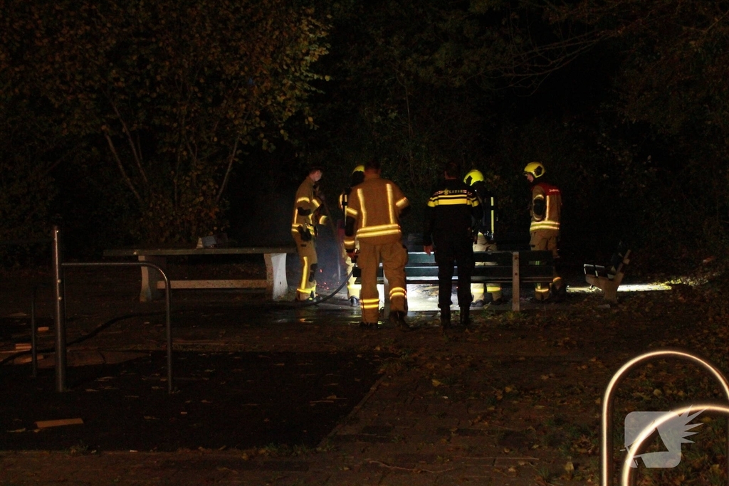 Jongeren steken hout in brand