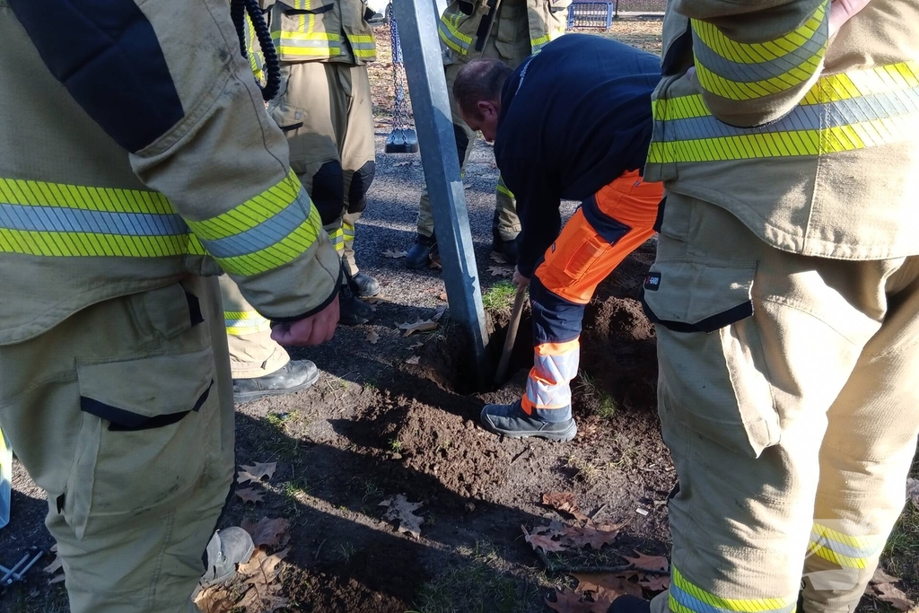 Vogel vast in speeltoestel, hulpdiensten ingezet