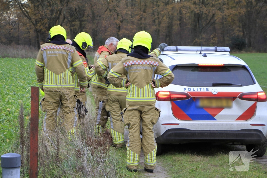 Brandweer en politie redden ree uit poel