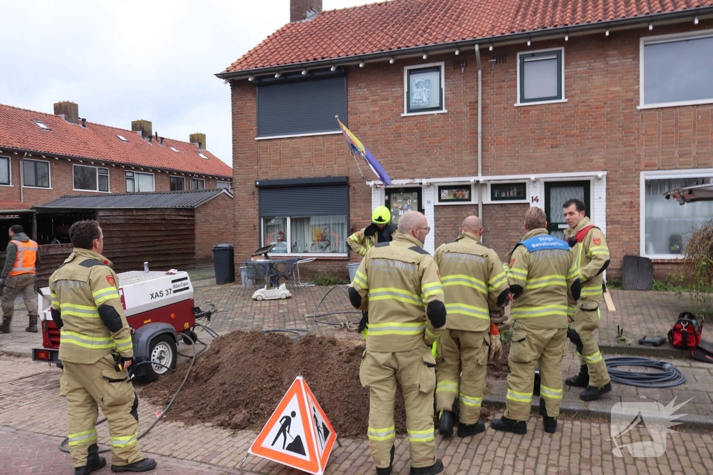 Gasleiding geraakt tijdens werkzaamheden