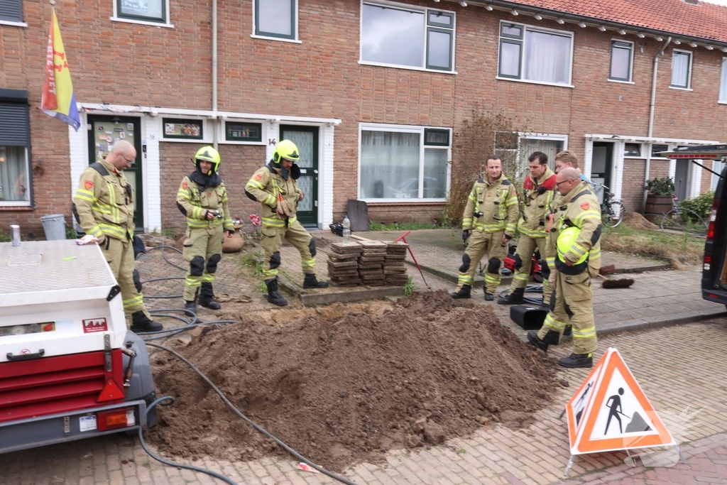 Gasleiding geraakt tijdens werkzaamheden