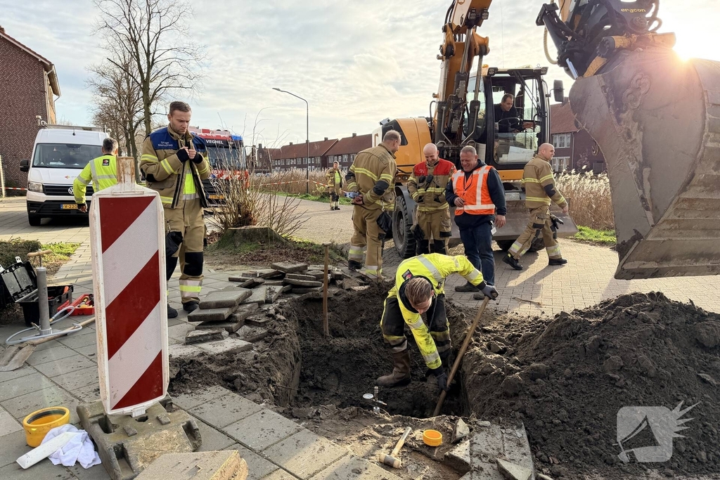 Gaslek na ongeval bij graafwerkzaamheden
