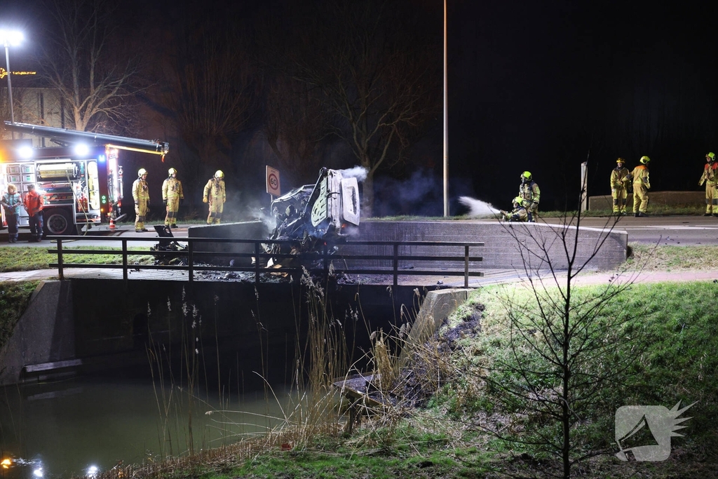 Dodelijk ongeval met auto leidt tot brand