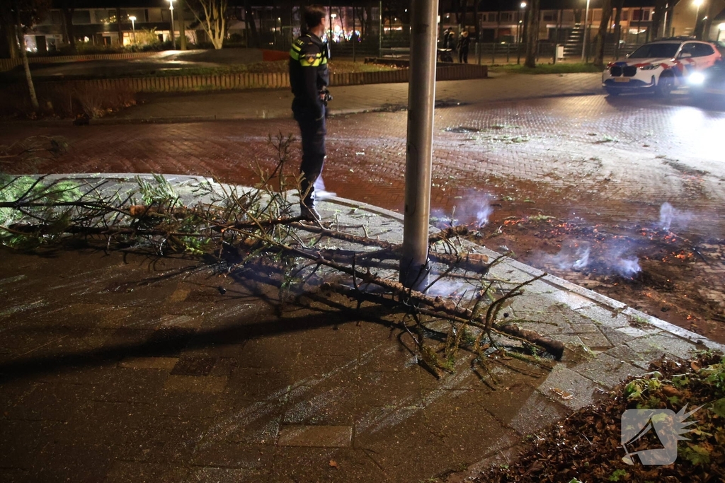 Kerstboom in brand gestoken door jeugd