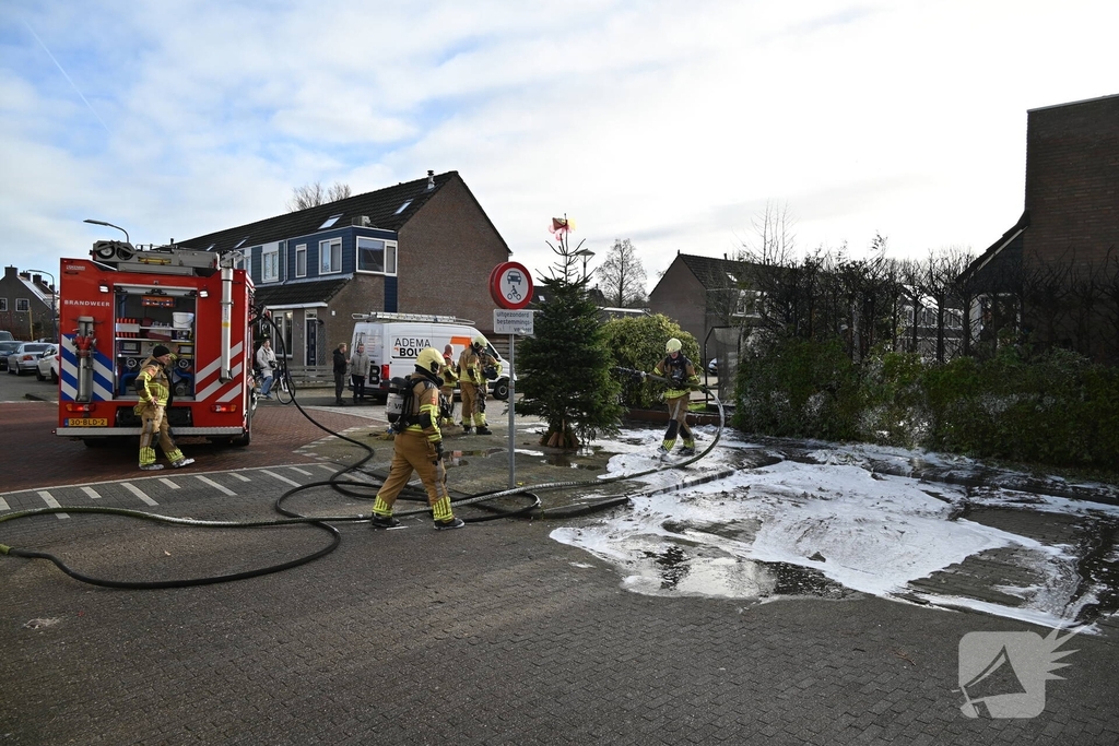 Coniferenhaag in brand