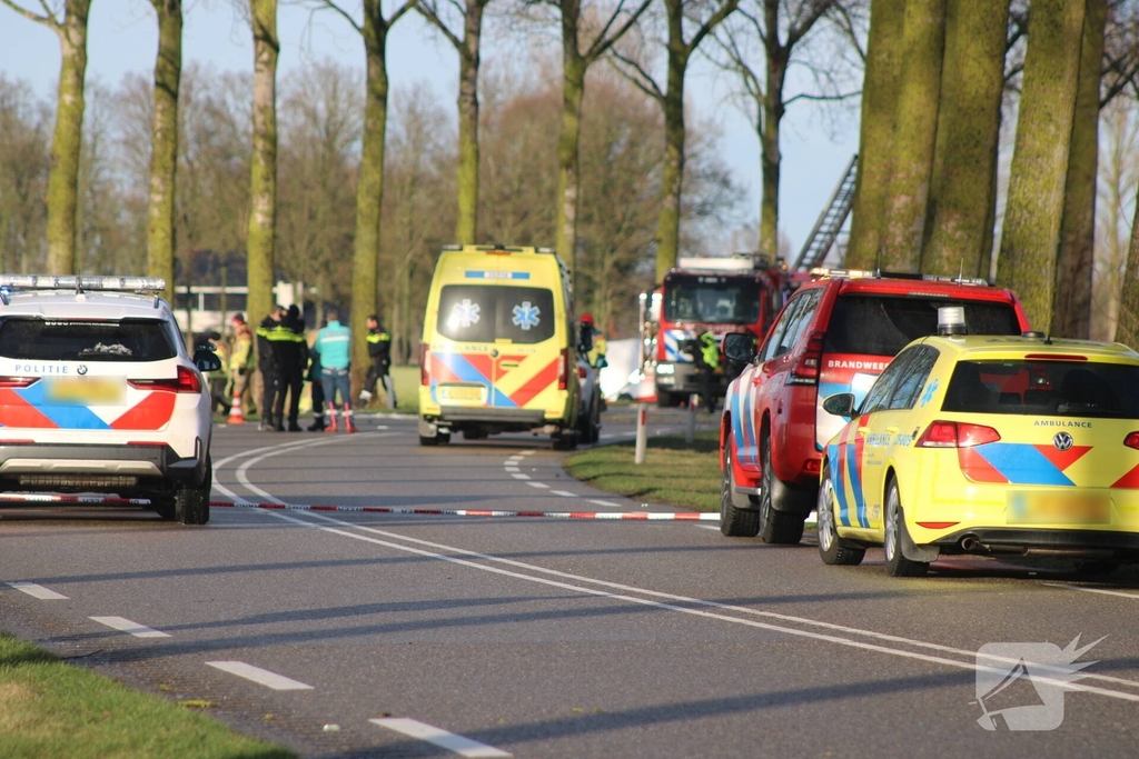 Bestuurder overleden na crash tegen boom, auto volledig uitgebrand