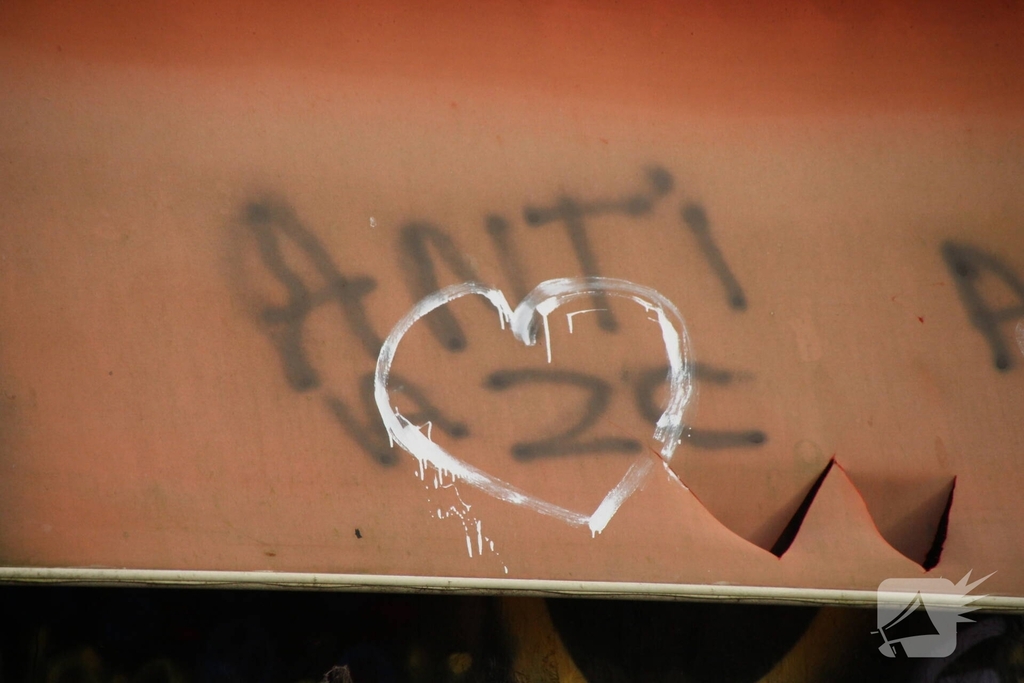 Bekladdingen op woningen en borden tegen het AZC