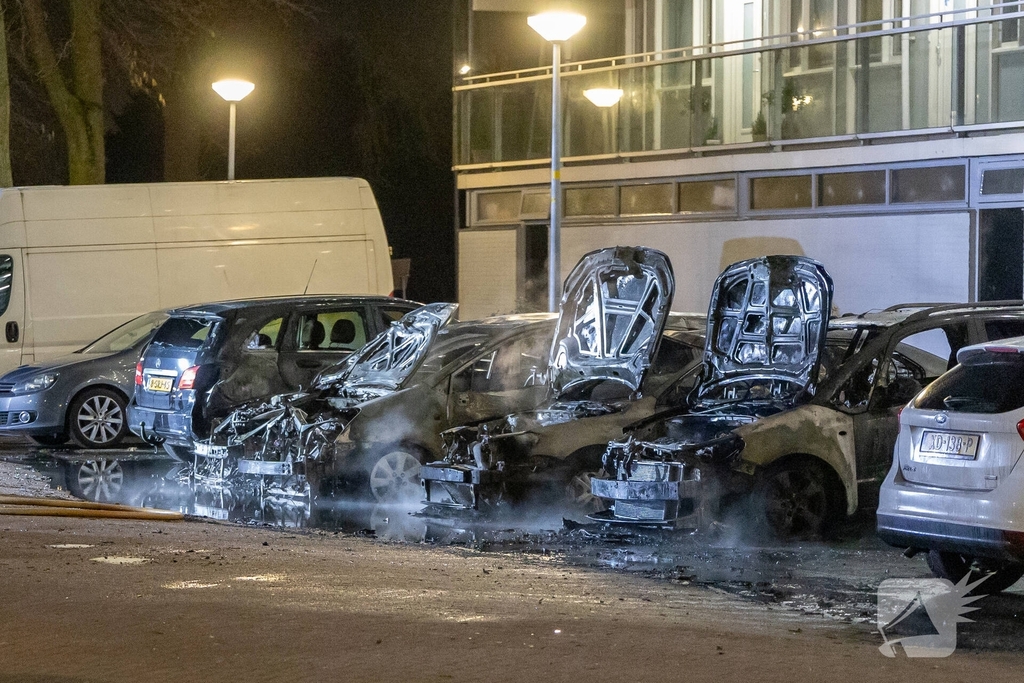 Brand verwoest meerdere auto's op parkeerplaats