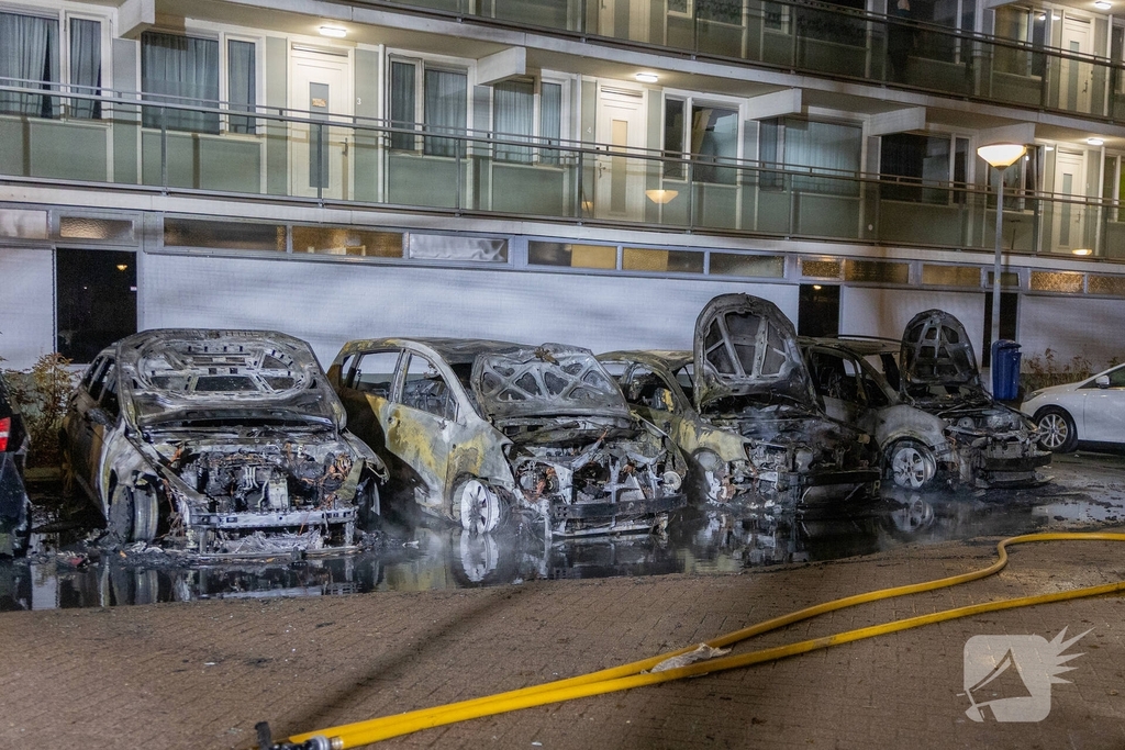 Brand verwoest meerdere auto's op parkeerplaats