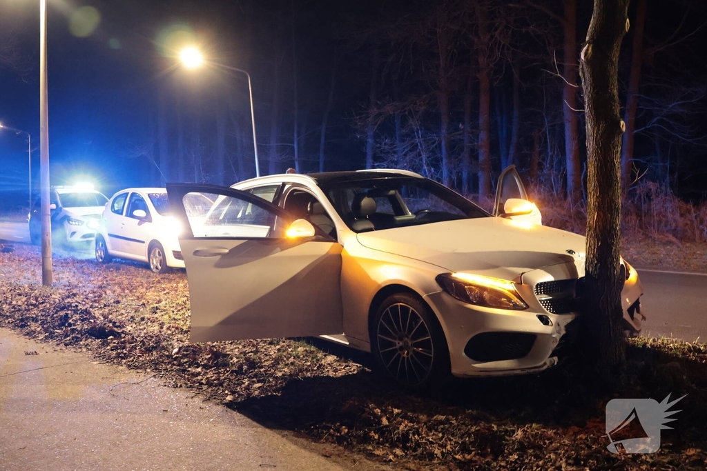 Auto botst tegen boom na uitwijkmaneuvre