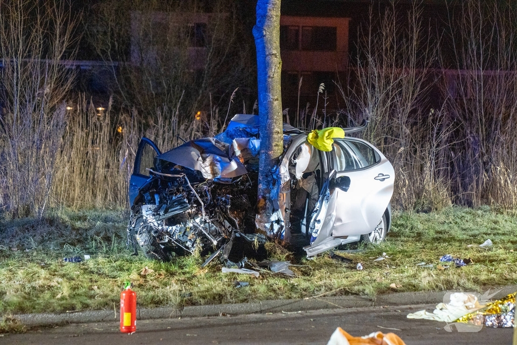 Auto botst tegen boom, drie personen gewond