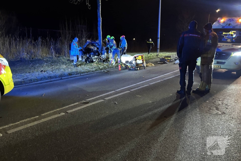 Auto botst tegen boom, drie personen gewond