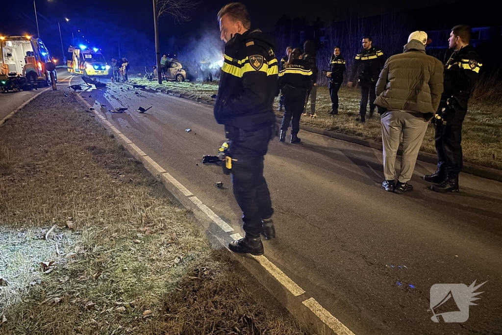 Auto botst tegen boom, drie personen gewond