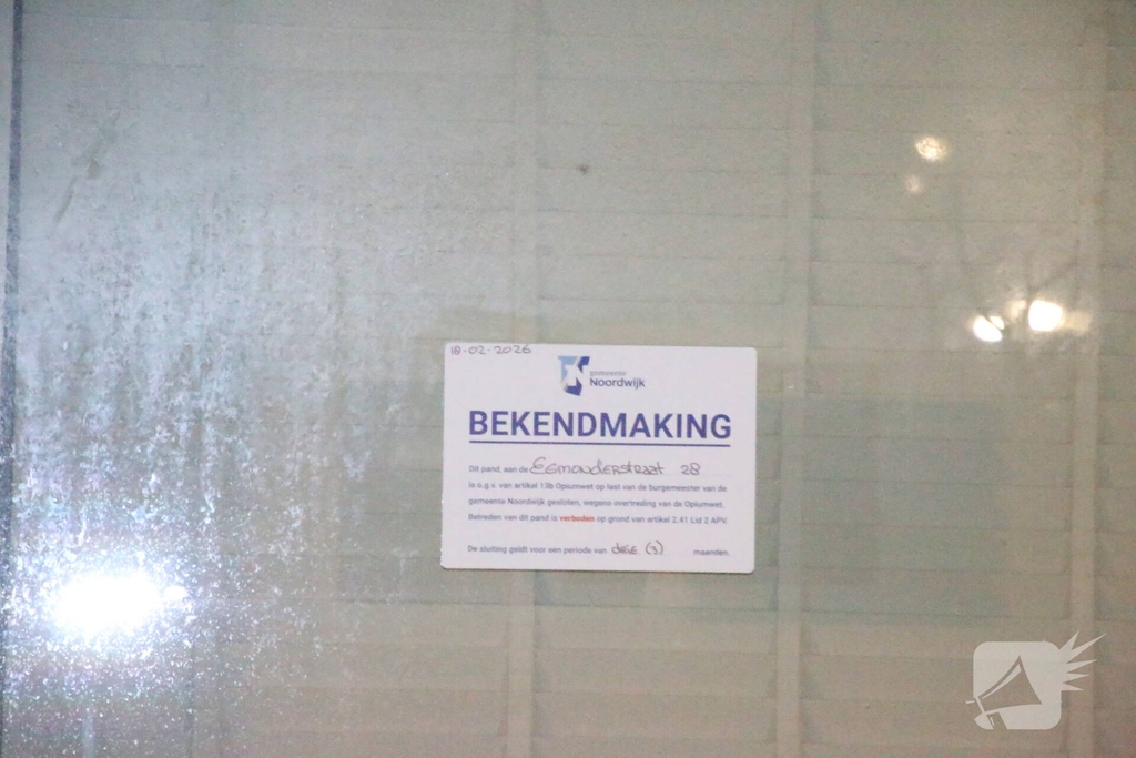 Sluiting woning na aantreffen verdovende middelen