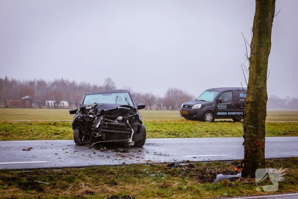 Automobilist botst tegen boom na ongeval