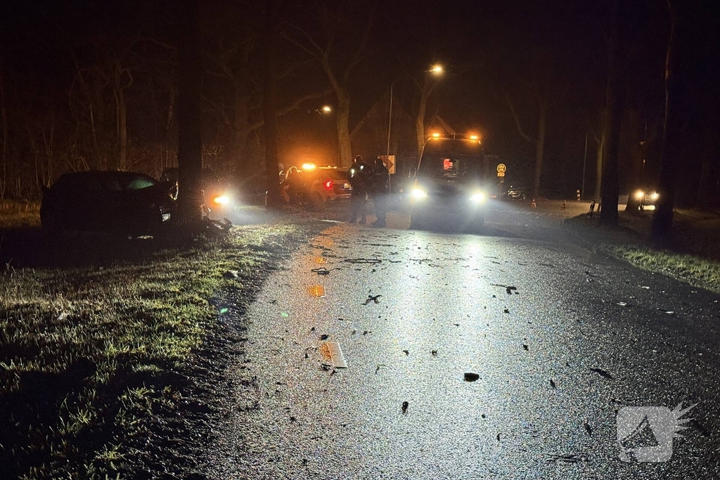 Ravage nadat auto tegen boom crasht