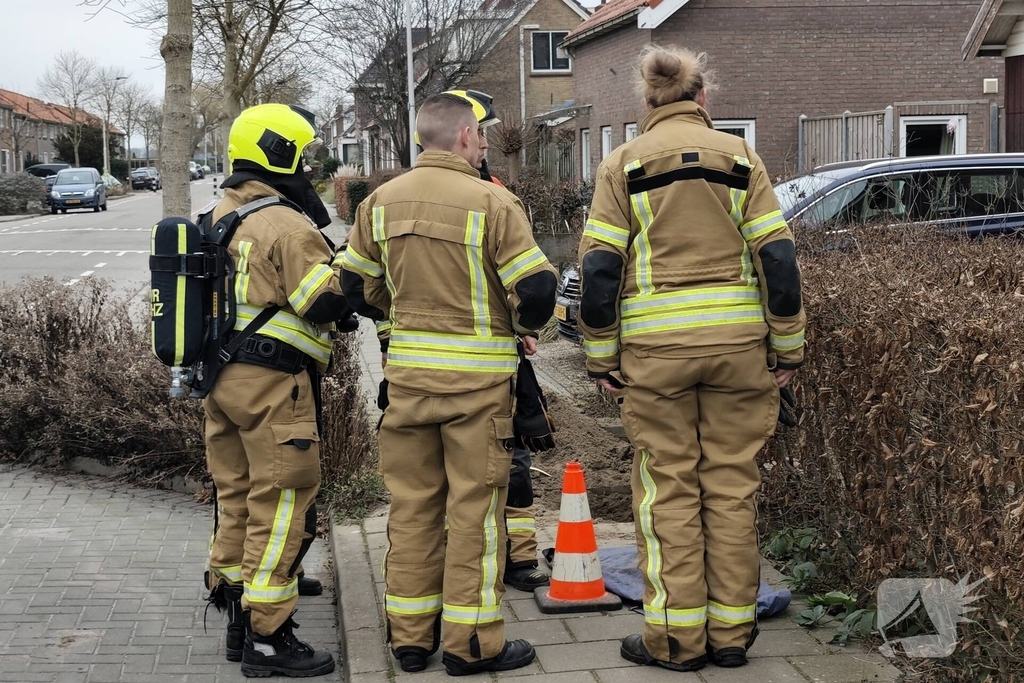 Gasleiding geraakt tijdens werkzaamheden