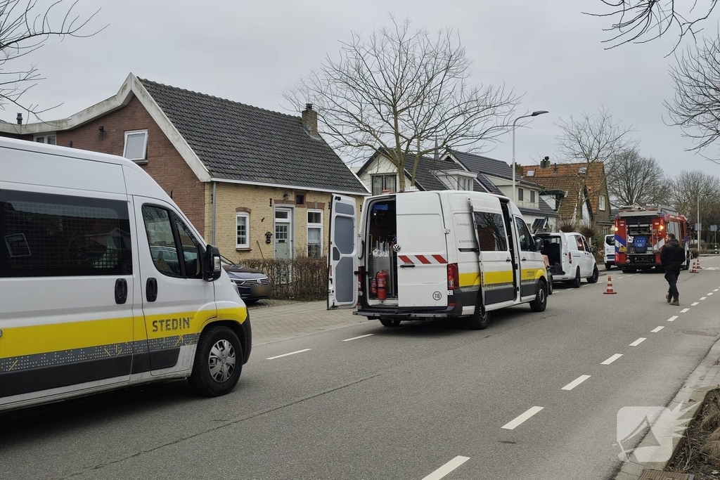 Gasleiding geraakt tijdens werkzaamheden