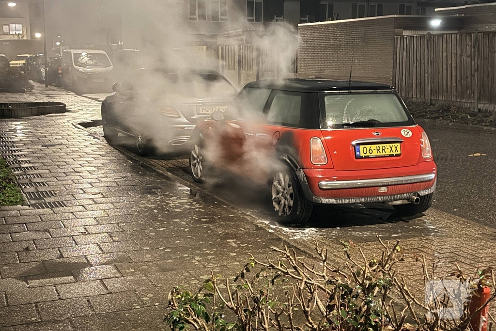 Twee auto's in brand na mogelijke brandstichting