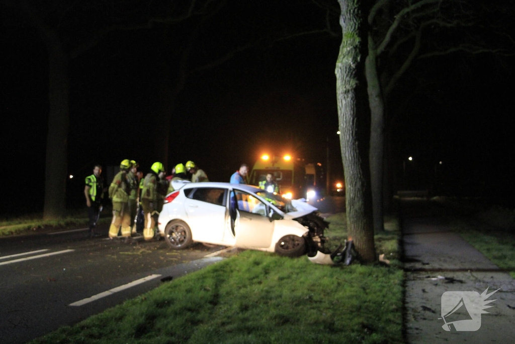 Bestuurder zwaargewond bij aanrijding met boom