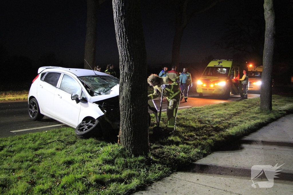 Bestuurder zwaargewond bij aanrijding met boom