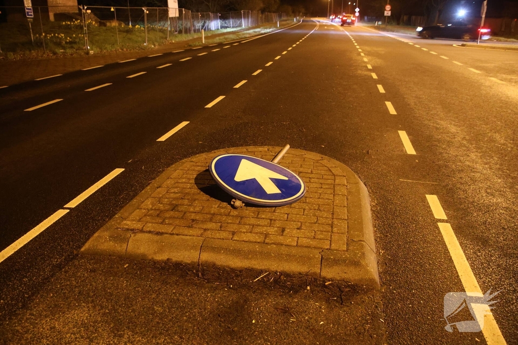 Bestuurder botst tegen verkeersbord