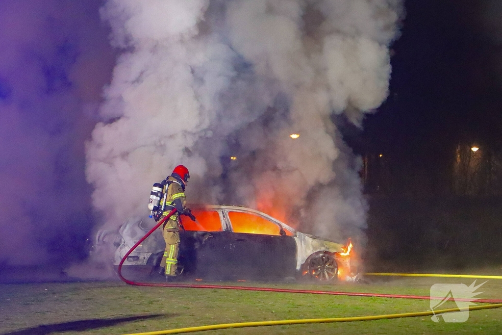 Brand verwoest meerdere voertuigen op parkeerterrein