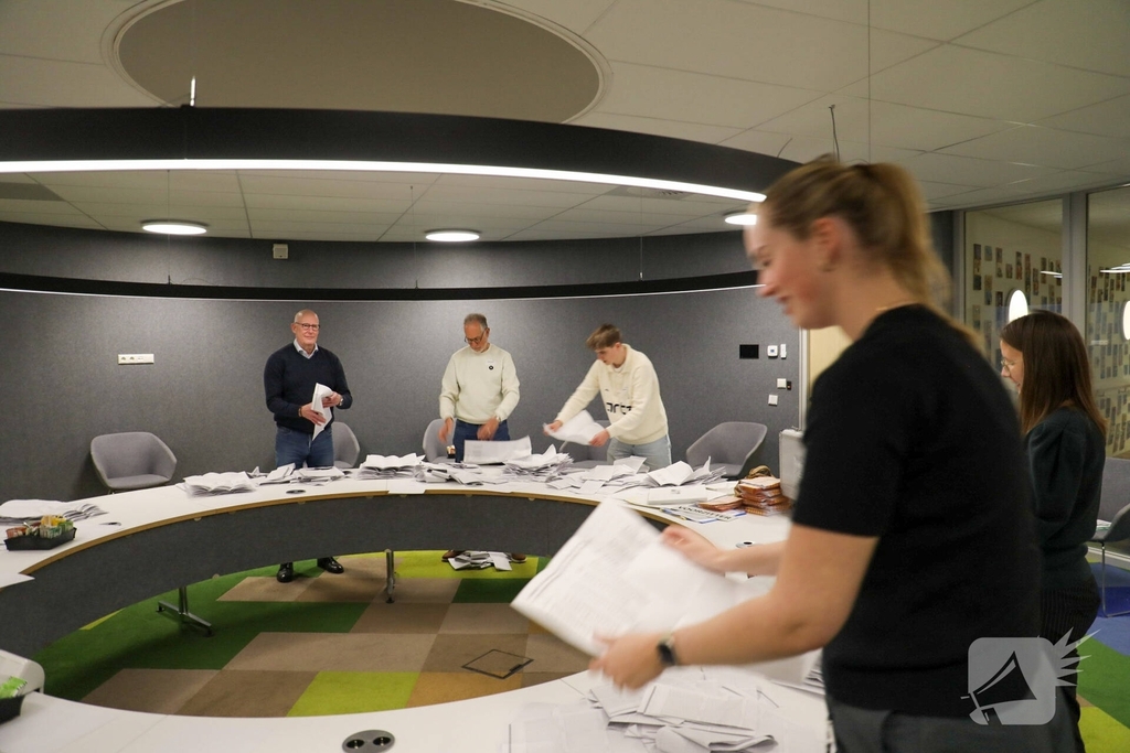 Tellen van stemmen in gemeentehuis