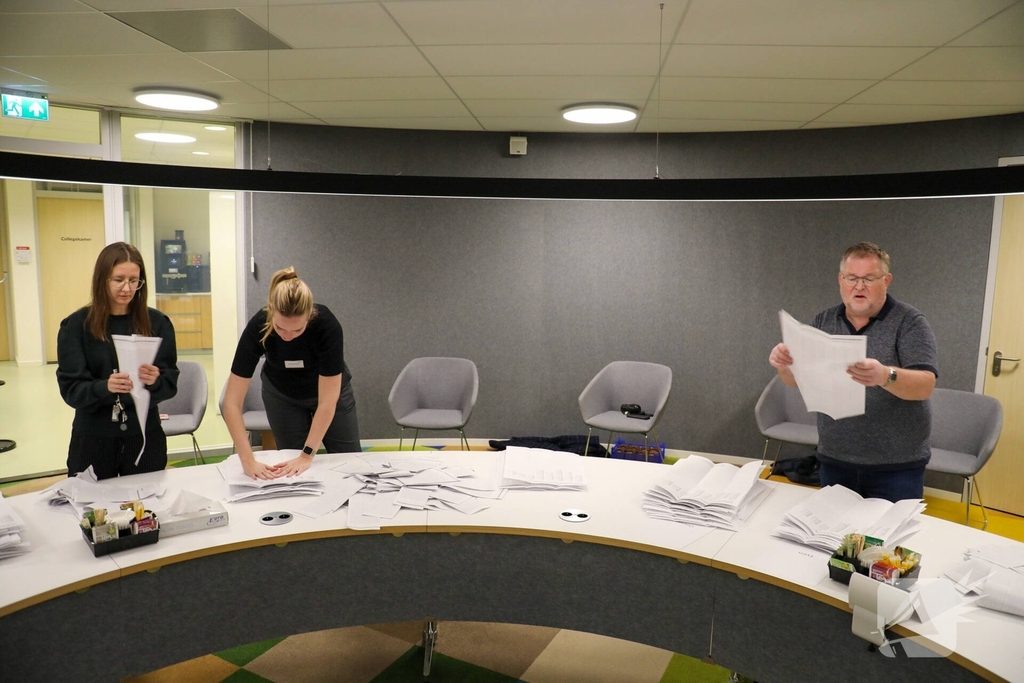 Tellen van stemmen in gemeentehuis