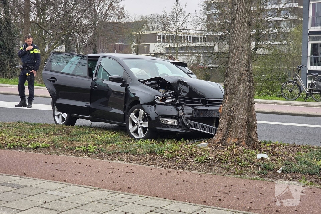 Auto komt tot stilstand tegen boom