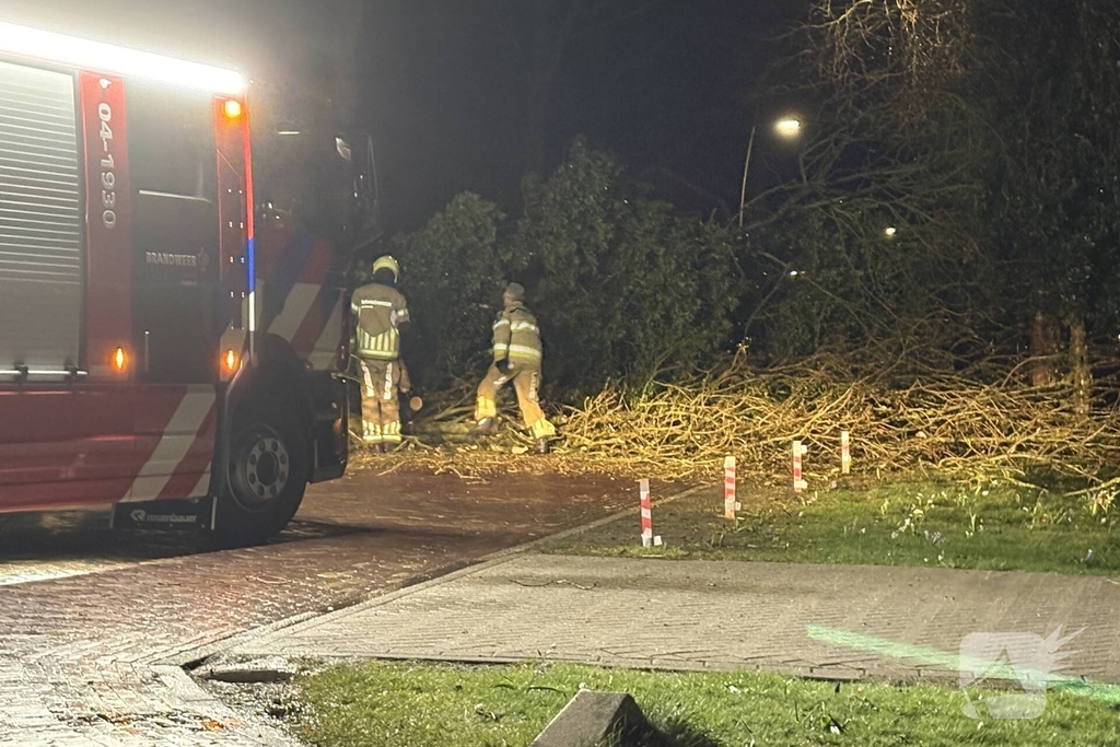 Boom blokkeert weg na storm