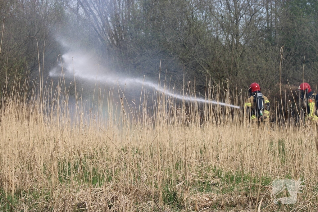 Brand in rietgebied snel geblust