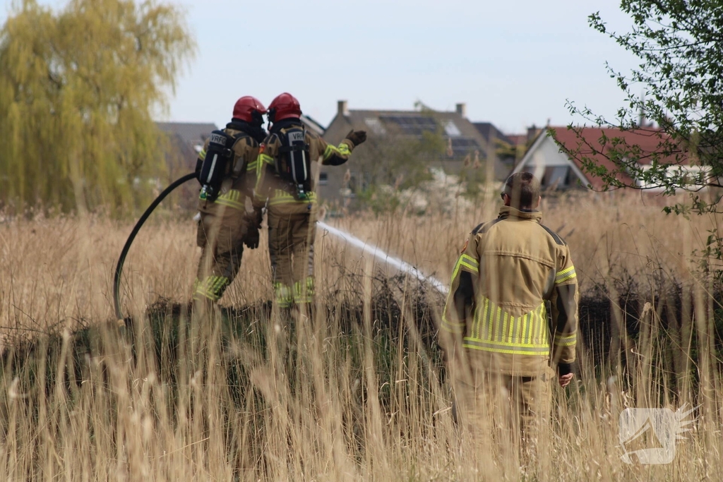 Brand in rietgebied snel geblust