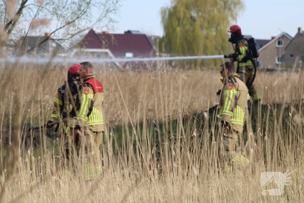 Brand in rietgebied snel geblust