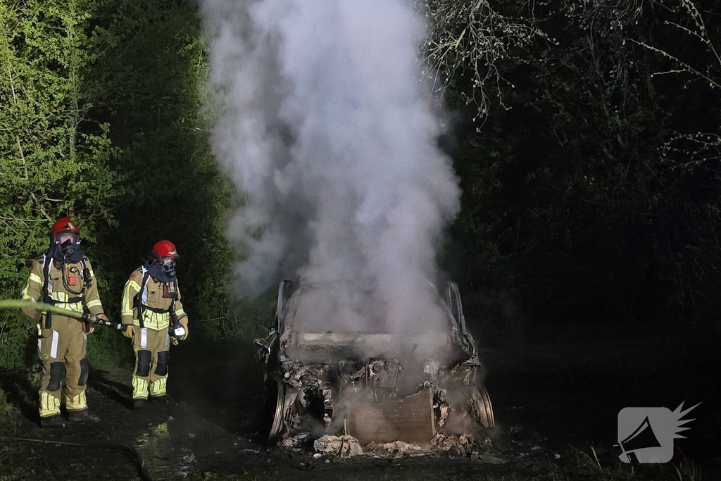 Autobrand in bosgebied volledig verwoest