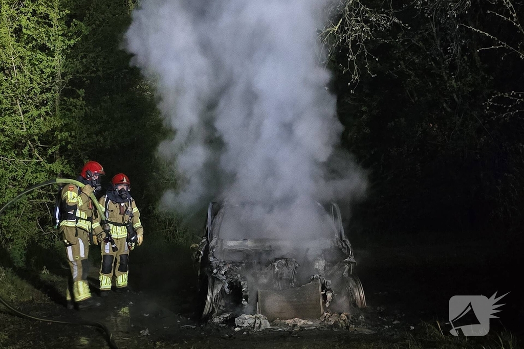 Autobrand in bosgebied volledig verwoest