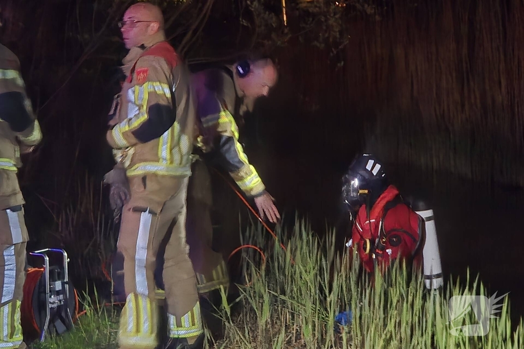 Duikers te water na aantreffen fiets langs waterkant
