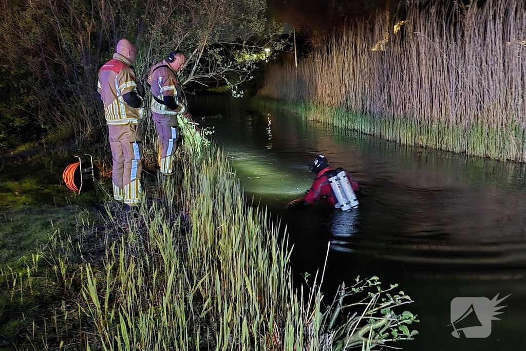 Duikers te water na aantreffen fiets langs waterkant